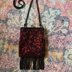 Elegant Red Beaded Evening Bag!!
